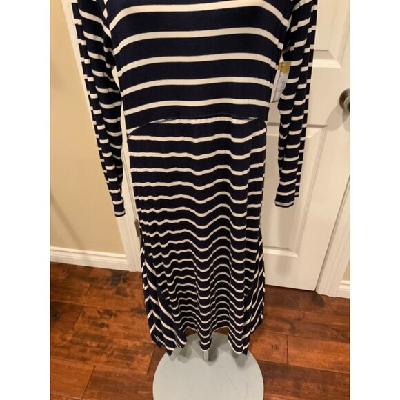 Ella Moss Navy Blue & White Striped Rachel Midi Asymmetrical Dress, Size XL - Picture 3 of 7